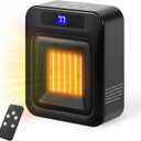 Space Heater Portable Desk Heater - Mini Heaters for Indoor Use with Thermostat and Remote 650W PTC Small Heater for Office Desk with Digital Display 12H Timer BLACK