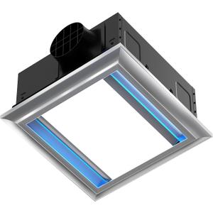 Bathroom Exhaust Fan with Light, 1.0 Sone 160 CFM, Aluminum Bathroom Vent Fan, 10x10 Mount, 1500LM Ceiling Ventilation Fan with Blue Nightlight (Gray)