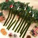 24 Pcs Christmas Olive Green Long Velvet Bow 19.3 Inch Christmas Velvet Bow with Wooden Bead Ornaments Hanging Decor Vintage Xmas Ornaments for Trees Wreaths, Gifts Home Garland Decor Outdoor Indoor