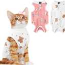Coppthinktu 2 PCS Cat Recovery Suit Female Cat Onesie for Cats After Surgery Spay Abdominal Wounds, Kitten Recovery Suit Female Breathable E-Collar Alternative Kitten Onesie Anti Licking, Large