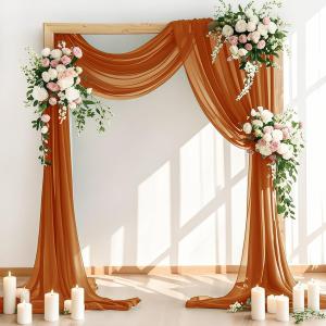 Wedding Arch Draping Fabric 30'' x 18FT Sheer Chiffon Arch Drape Backdrop 1 Panel Terracotta Drape for Easter Bridal Shower Baby Shower Photo Booth Church Decor Birthday Party Outdoor Decor