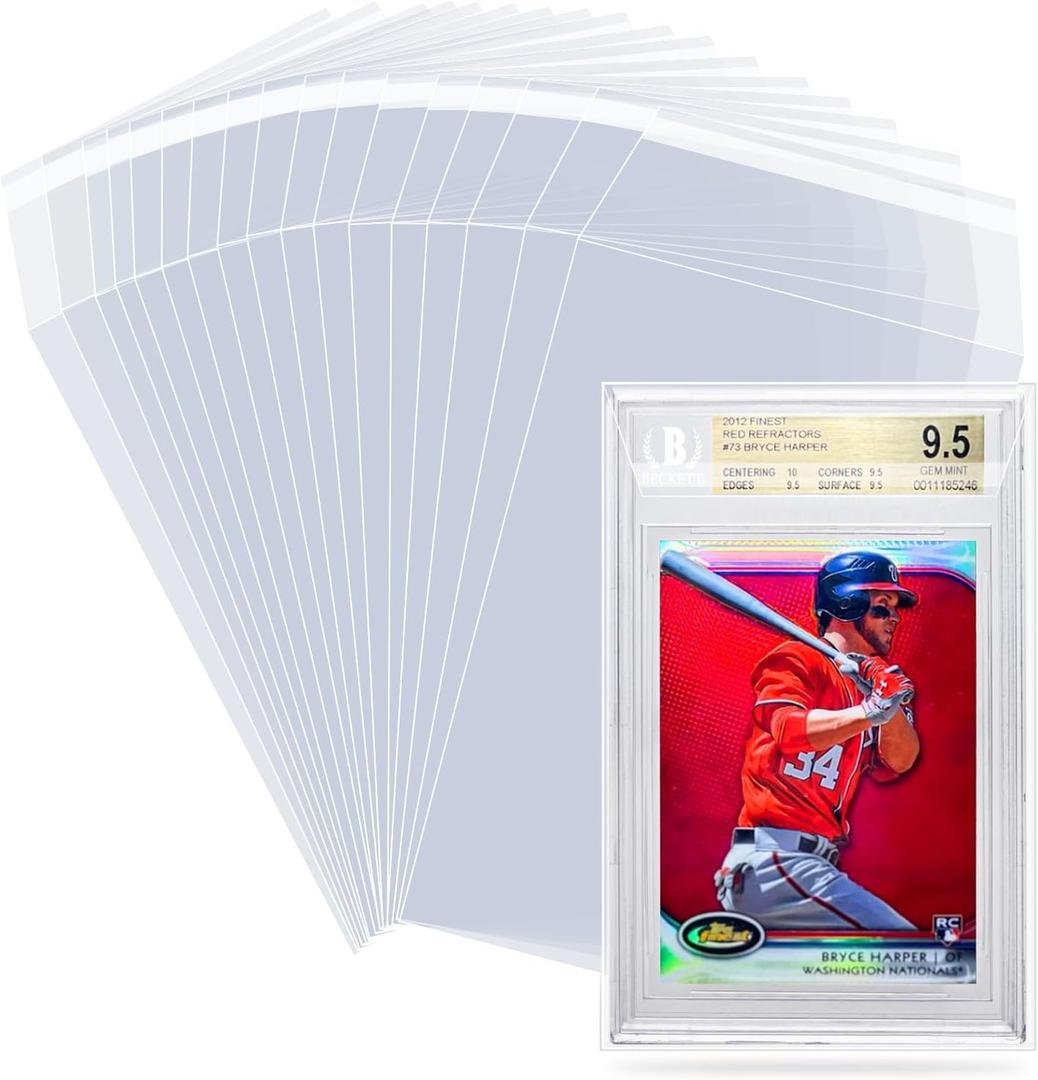 BGS Card Sleeves 100 Pack, Sleeves for BGS Graded Slabs Ultra Protection for The Graded Card for Pro Collector (100Pack)