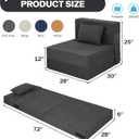 Fvkind Folding Sofa Bed, 4 in 1 Convertible Fold Out Single Chair Bed with Pillow, Memory Foam Futon Chair, Foldable Futon Couch, Foldable Sofa Mattress for Living Room, Bedroom, Guest Room, Dark Grey