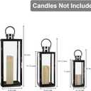 NEEDOMO Stainless Lanterns Decorative Outdoor & Indoor, Set of 3 Outdoor Lanterns for Porch, 25"/ 19.5"/15" Candle Lantern,Stainless with Glass, Vintage Farmhouse, Patio, Pathway, Garden, Christmas