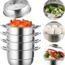 VEVOR Steamer Pot 11.8in/30cm, 5 Tier Steamer Pot for Cooking with 10QT Stock Pot, 3 Vegetable Steamers & 2 Steaming Trays, Food-Grade 304 Stainless Steel Food Steamer Cookware for Gas Electric Stove