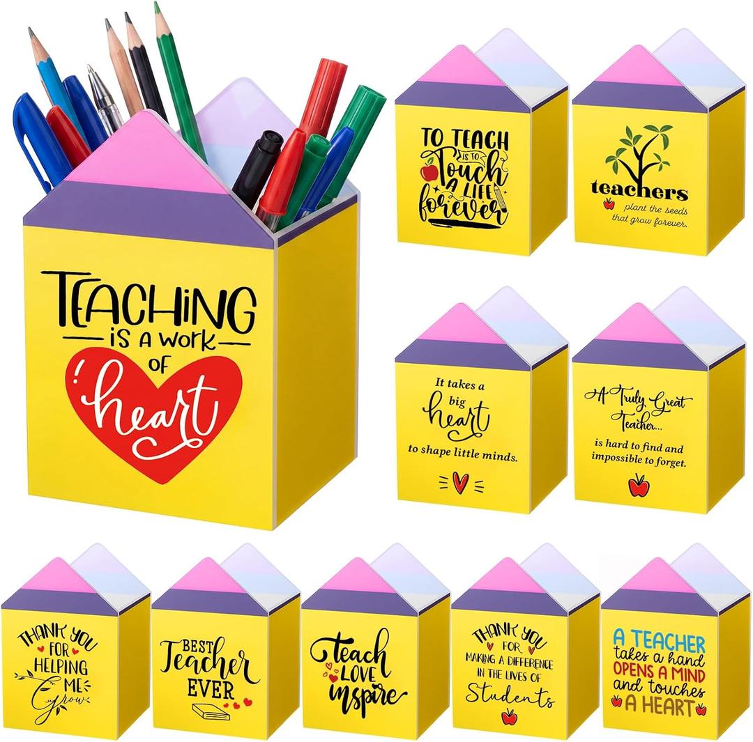 Sherr 10 Pcs Back to School Teacher Gifts Inspirational Pencil Cups Bulk