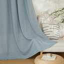 NICETOWN Linen Curtains 96 inches Long for Living Room, Grommet Semi Sheer Drapes Linen Weave Window Treatments Privacy Added with Light Filtering for Bedroom, Stone Blue, W34 x L96, 2 Panels