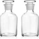 2 Packs Glass Reagent Bottle,Narrow Mouth Borosilicate Glass Reagent Bottle, with Standard Ground Glass Stopper for Labs (Clear, 125ML)