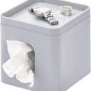 iDesign Facial Tissue Box Cover with Storage Tray, The Cade Collection – 6.1" x 5.15" x 5.4" White