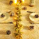 6FT Christmas Winter Mistletoe Olive Garland with White Berries, Christmas Greenery Garlands with 20 LED Lights, Pre-lit Garland for Mantel Fireplace Stair Table Winter Holiday Decorations