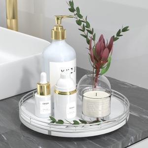 10" Oak Wood Bathroom Tray for Counter, Vanity Tray for Perfume Lotion Candle Makeup Jewelry Sink Soap Holder Turntable Dresser Organizer Countertop Coffee Table Decor Organization and Storage Silver (Sliver White) 10" Oak Wood Bathroom Tray for Counter, Vanity Tray for Perfume Lotion Candle Makeup Jewelry Sink Soap Holder Turntable Dresser Organizer Countertop Coffee Table Decor Organization and Storage Silver (Sliver White)