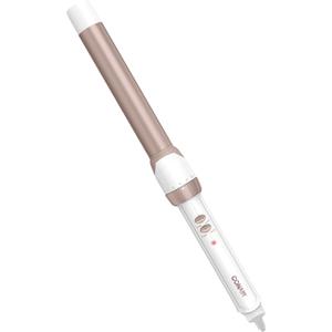 Conair Double Ceramic 1-Inch Curling Wand, Produces Flawless Waves, Curling Iron for Use on Medium and Long Hair, 30 Heat Setting Curling Iron, White/Rose Gold, 1 Inch Wand (Pack of 1)