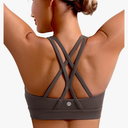 ENERBLOOM Sports Bras for Women Padded Criss Cross Back Yoga Tank Tops Medium Support Strappy Workout Removable Cups M