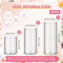 Nuogo 48 Pcs Plastic Cylinder Vases Tall Plastic Flower Vases for Centerpieces Hurricane Candle Holder for Home Wedding Office Party Formal Dinners Decorations (4''/6''/8'')