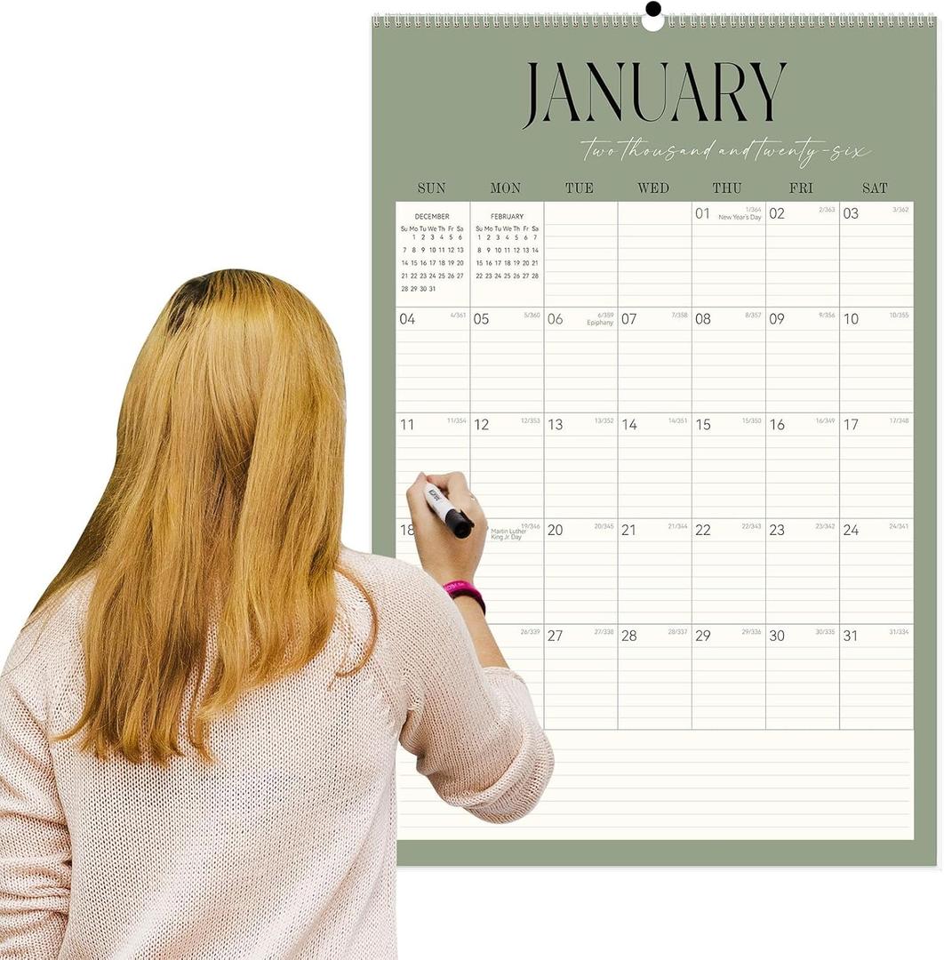 GuassLee Extra Large Wall Calendar 2026-2027,20"x 30" Vertical Jumbo Desktop/Wall Calendar from Jan. 2026 to Jun. 2027,18-Month Hanging Planner with Julian Date for Office Home Organizing