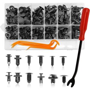 240pcs Car Plastic Push Pin Rivet Fasteners, Car Retainer Clips Plastic Fasteners Kit with Remover Tool, Assortment Universal Retainer Clips Push Type Retainers Set in Case for Car, Most Popular Sizes