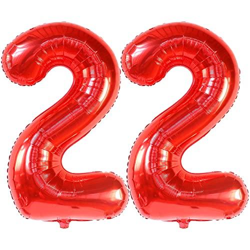KatchOn, Red 22 Balloon Number - 40 Inch | 22 Number Balloons | Birthday Decorations for Women, Men | 22nd Happy Anniversary Decorations | Red Birthday Decor