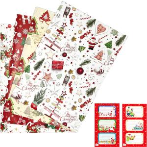 5 x arkamii Christmas design premium wrapping paper set of 4 sheets size 34 x 25 inch for gift pack (NAT3)