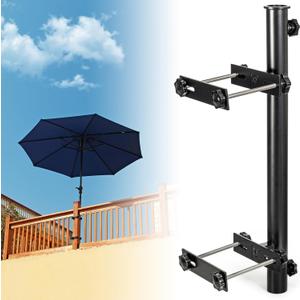 304 Stainless Steel Umbrella Holder for Deck Railing, Heavy-Duty Patio Umbrella Mount, Easy Installation Adjustable Outdoor Umbrellas Base(Post, Black)