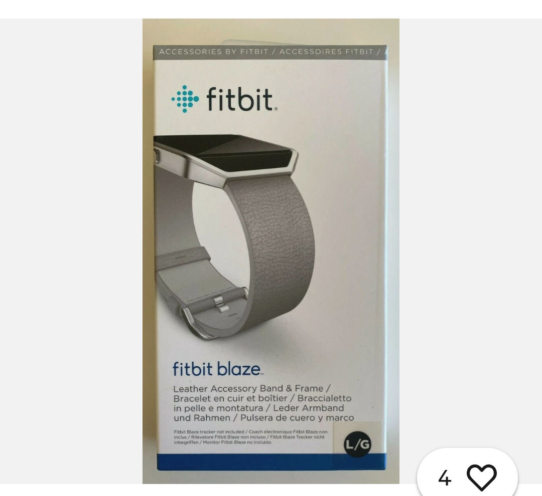New Fitbit Blaze Accessory Band, Leather, Large - Mist Grey