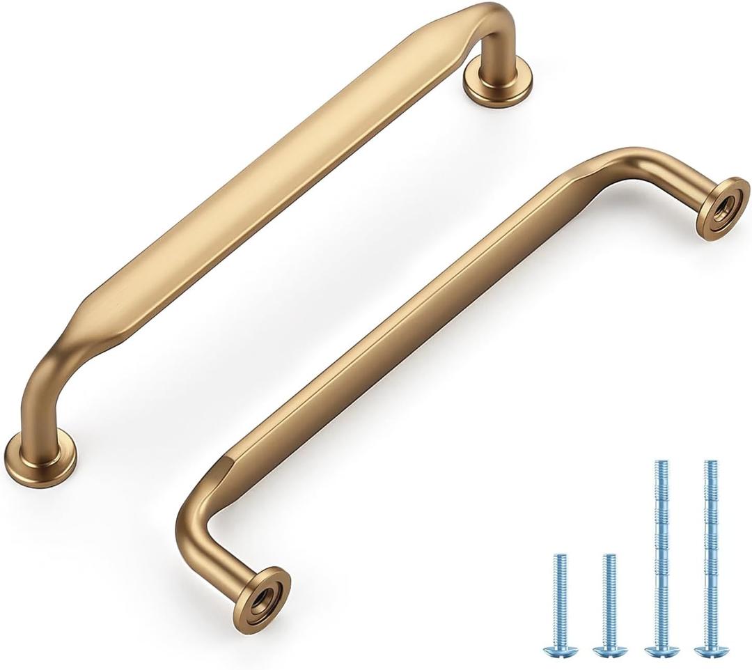 5 Pack 5 Inch Champagne Bronze Cabinet Handles Solid Zinc Alloy Pulls for Kitchen, Bathroom, Dresser & Closet Cabinets Hardware