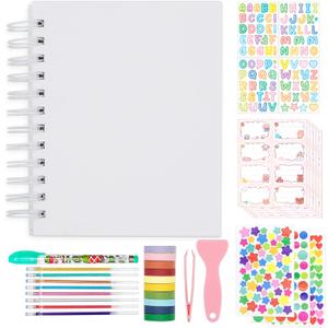 Kids Scrapbook Self Adhesive Photo Album 25 Pages Hard Cover DIY Photo Album for Instant Camera Print Paper with DIY Accessories (White)