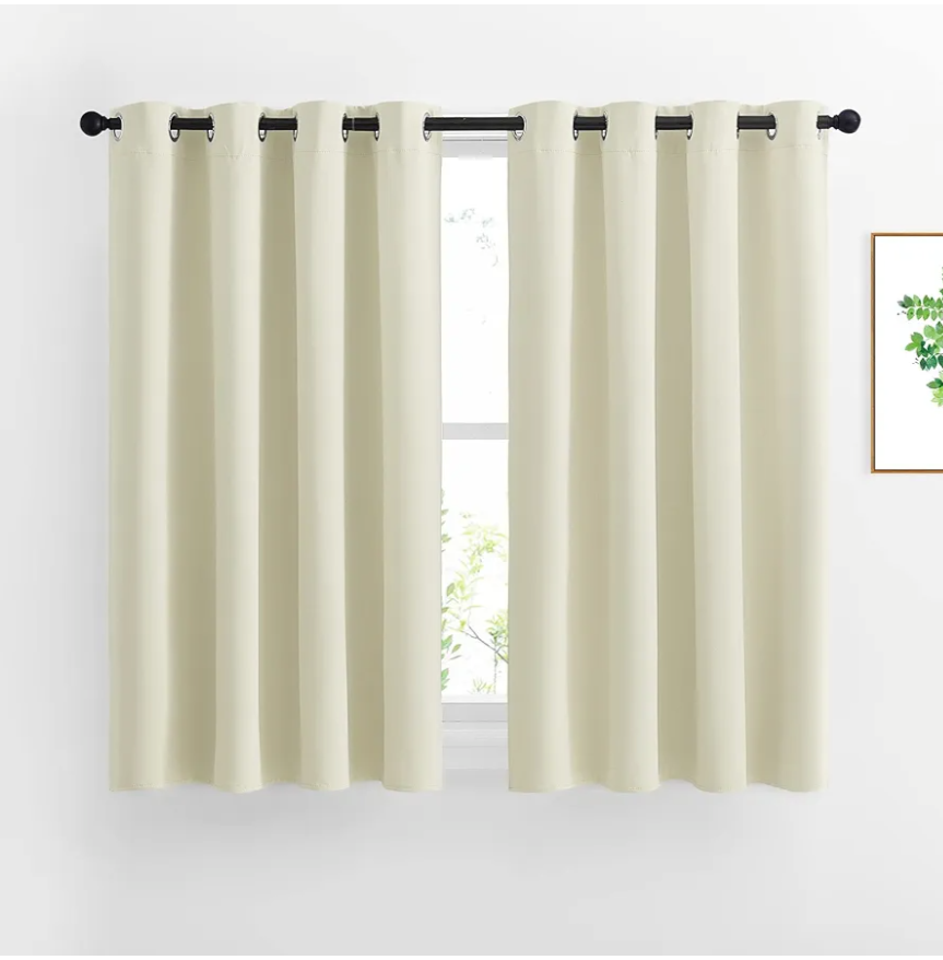 NICETOWN Half Window Curtains for Bedroom - Silver Grommet Modern Thermal Insulated Home Decor Window Coverings for Nursery/Flat, Beige, W52 x L54, Set of 2