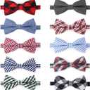 Segarty Puppy Bow Ties, 10 PCS Dog Bowtie Collar Bulk Holiday Cat Collar Grooming Bows for Pet Photography Festival Party Neck Wear Gift, Cute and Plaid Patterned (10 Colors-Classic)