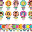 80Pcs Flower Pot Bulletin Board Decorations,Spring Theme Colored Plant Pot Cut-Outs Classroom Decor for Boy Girl DIY Photo Craft Kindergarten School Wall