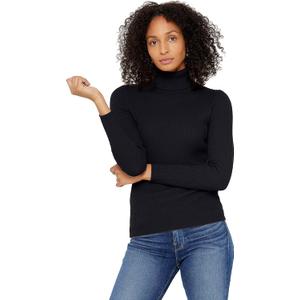 State Cashmere Womens Ribbed Turtleneck Sweater 100% Pure Cashmere Classic Long Sleeve Pullover (X-Large, Black)