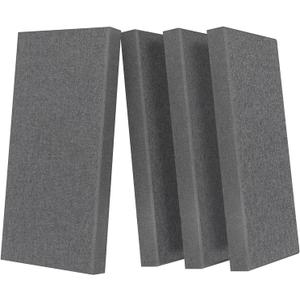 UMIACOUSTICS 4 PCS Acoustic Panels with Hanging Brackets, 2 Thick Fiberglass Sound Proof Panels Removable for Studios, Office, Home Theater Wall- Charcoal Grey, 23.6" X 11.8"-4pcs