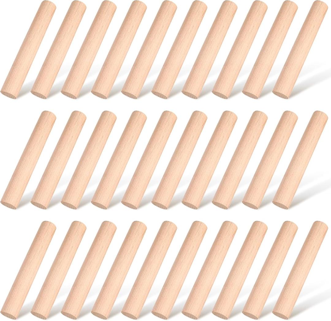 Patelai 50 Pieces Small Wooden Rolling Pin, Dumpling Dough Roller Wooden Mini Rolling Pins Kitchen Utensil Tool for Fondant, Pasta, Bread, Pastry, Cookies, Pizza, Pie, Cylinder Style, 6.3 Inch