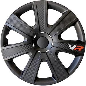 Alpena VR Carbon Vehicle Wheel Covers, Premium European-Made Rim Covers with 3-Step Retention System, Durable Hub Caps Fits Most Steel Wheels, Set of 4, 16 inch, Black