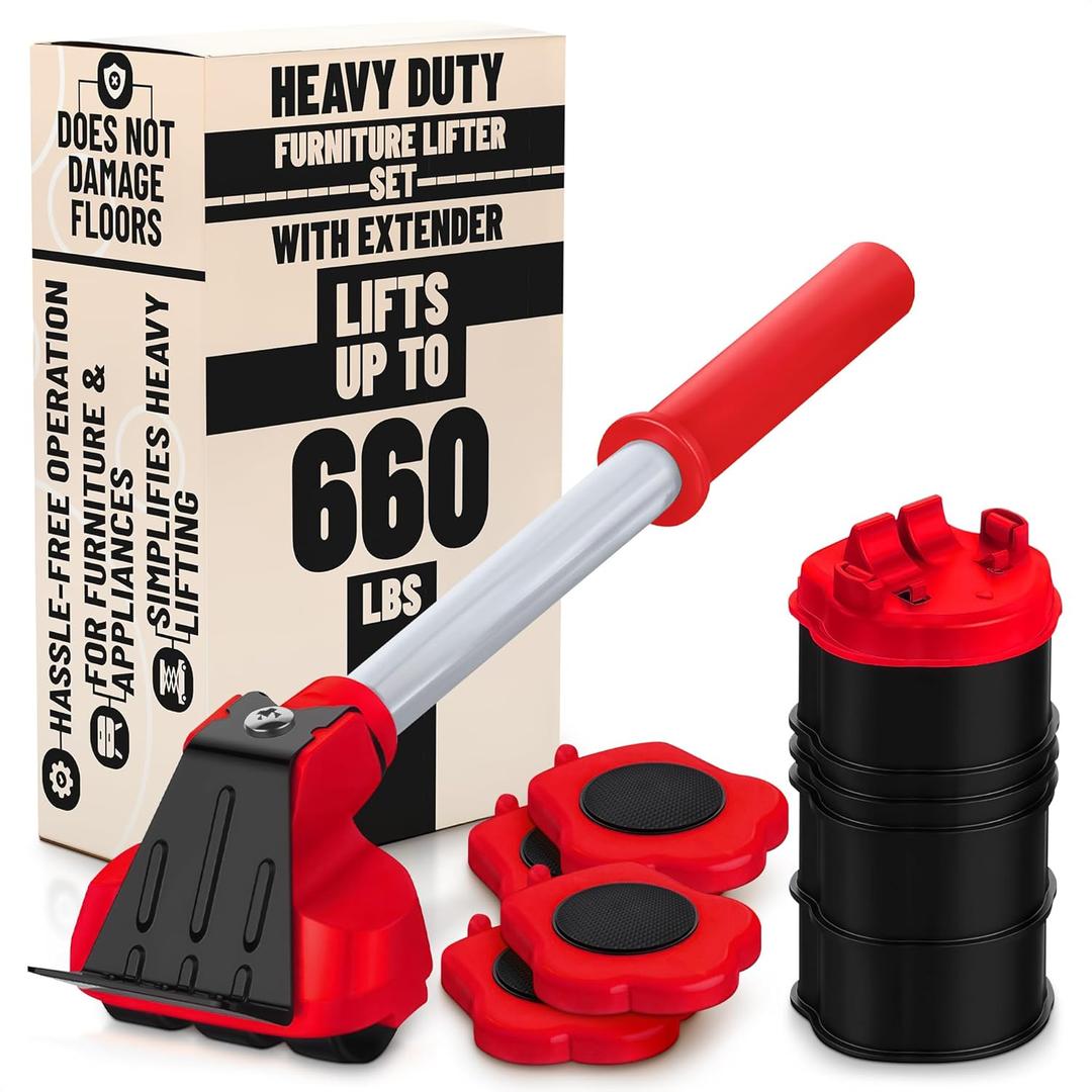 Heavy Furniture Movers with Wheels  Furniture Lifter Tool for Easy Moving & Lifting, Appliance Slider with Weight Load Up to 660 Lbs  Easy Setup, Safe for Floors, Designed for Home & Office Use