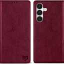 ZZXX for Samsung Galaxy S26 Wallet Case with [RFID Blocking] Card Slot Stand Strong Magnetic PU Leather Flip Fold Protective Phone Case for Samsung Galaxy S26 Case Wallet(Wine Red-6.2 inch)