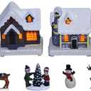 MerryPulse Christmas Village Sets - 12 Pcs Christmas Village Houses Figurines Accessories Xmas Town Scenes Building Collection Xmas Indoor Decor (Multicolor)