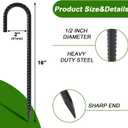 AAGUT Rebar Stakes 16 Inch Heavy Duty 1/2 Inch Diameter J Hook, 16 Pack Black Coated Ground Anchors Chain Link Fence Stakes with Chisel Point End for Large Canopies, Outdoor Inflatables, Swing Set