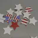 Vercraft 24 Pcs 4th of July Star Ornament for Tree 250th Anniversary Decor Wooden Independence Day Red White Blue Tree Decor Patriotic Hanging Ornaments for Memorial Day Party Home Office Decoration