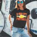 Football Shirt for Women Game Day T-Shirt Sunday Funday Shirt Funny Football Season Short Sleeve Tops (Black, XL)