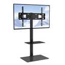 VEVOR TV Stand Mount, Adjustable Swivel Floor Stand for 32-65 Inch TVs, Portable with Tempered Glass Base, Height Adjustable for Living Room or Bedroom (White)
