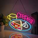 Crepes Neon Sign, Neon Lights Hanging Wall Art Decoration for Business Restaurant Shop Store House Bar Cafe Party Home Decor, USB Powered Ultra Bright Dimmable,16.1410.63inches