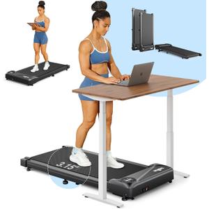 THERUN Walking Pad Treadmill Under Desk, Portable Mini Treadmill for Home/Office, Walking Pad Treadmill 2.5HP, Walking Jogging Machine with 265 lbs Weight Capacity Remote Control LED Display (W1 STARTER Black)