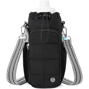 Telena Water Bottle Holder with Strap 40 oz Crossbody Water Bottle Bags for Women Men Walking, Running Black