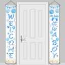 Blulu Baby Shower Decorations 71 x 12 Inch Welcome It Is a Boy Banner Backdrop Background Door Hanging Porch Sign for Baby Shower Gender Reveal Party Photo Prop Backdrop Supplies