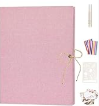 AIOR Photo Album Scrapbook 11x8.3 Inch 60 Pages Linen Cover DIY Scrapbook Album for 3x5 4x6 5x7 6x8 Pictures Scrapbook Photo Album for Baby Anniversary Family Photo Albums Gifts