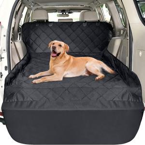 F-color SUV Cargo Liner for Dogs - Waterproof Pet Cargo Liner, Comfort Dog Cargo Cover with Bumper Flap Protector, Scratchproof Non-Slip Mat for Standard SUVs Sedans, 55 x 81 Inch, Black