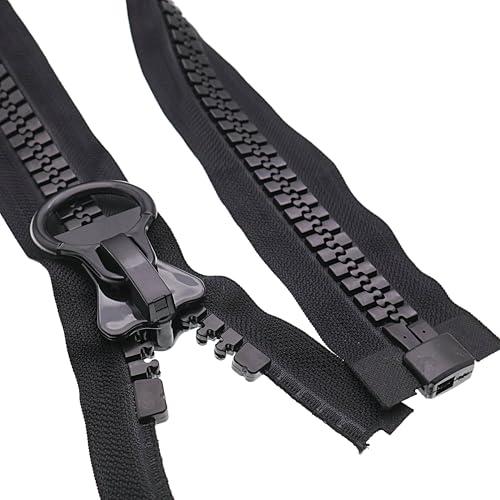 #20 Giant Plastic Zipper, 78 Inches Heavy Duty Separating Zippers for Sewing Tents, Coats, Canvas, DIY, Crafts, Outdoor Covers, Large Resin Vislon Zippers (Black)