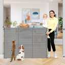 42 Inch High Retractable Baby Gates Extra Tall Retractable Pet Gate with Reinforced Strips 55 Inch Wide No Sag Mesh Baby Gate for Stairs Anti-Scratch Extra Tall Dog Gates for Doorways, Gray