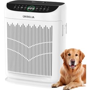 Air Purifiers for Home Large Room Up to 3000 Ft with Washable Filters,AKEELIA HEPA Double-Sided Air Purifier with PM2.5 Air Quality Sensor, Aroma,15dB Sleep Mode, Air Cleaner for Pets Bedroom,White