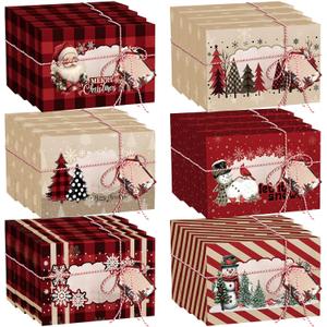 Janlaugh 24 Pcs Christmas Cookie Boxes 8.6 * 5.9 * 2.7Inch Bulk Christmas Tree Santa Snowman Buffalo Plaid Treat Boxes with Window for Xmas Party Chocolate Pastries Cupcakes Desserts Muffins Donuts, 1 Count